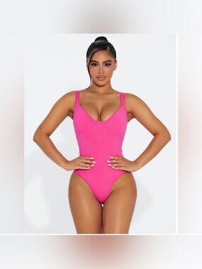 Naked Wardrobe Hot Pink Bodysuit, New Without Tags